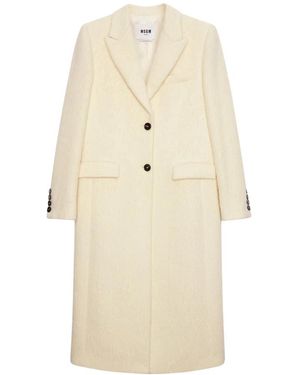 MSGM Jassen ,Wit ,Wol Single-Breasted Jas - Naturel