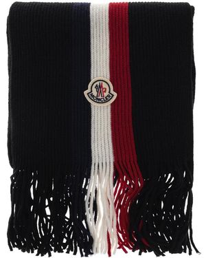 Moncler Accessoires ,Zwart ,Wol Tricolour Wool Scarf