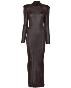 Self-Portrait Kleedjes ,Bruin ,Viscose Knit Maxi Jurk