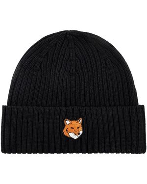 Maison Kitsuné Fox Head Beanie - Schwarz