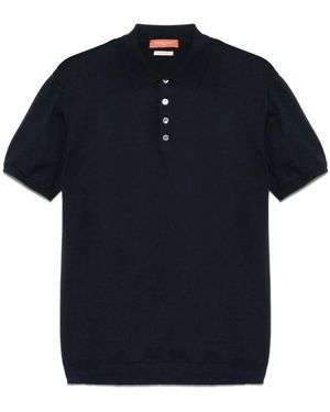 Daniele Fiesoli Blau gerippte bündchen poloshirt