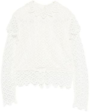 Isabel Marant Weiße Spitze Mit Wellenkante Top