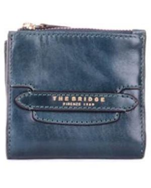 The Bridge Wallet Met Logo Aan De Voorkant En Clip - Blauw