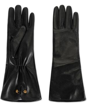 Elisabetta Franchi Lange Nappalederhandschuhe - Schwarz