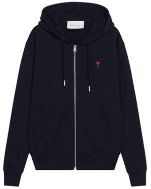 Ami Paris Quota Zipped Hoodie - Blauw
