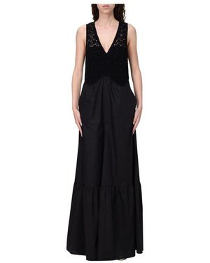 Twinset Elegantes Schwarzes Kleid Mit Spitzen-Details