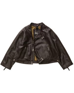 Blauer Lorette Lederjacke - Braun