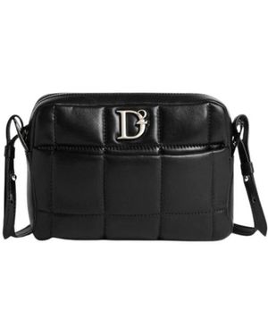 DSquared² Tassen ,Zwart ,Leer Gewatteerde Crossbodytas