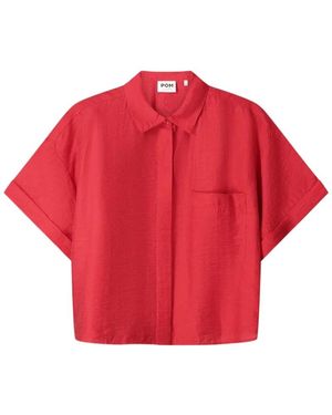 Pom Overhemden ,Rood ,Linnen Blouse Bloom