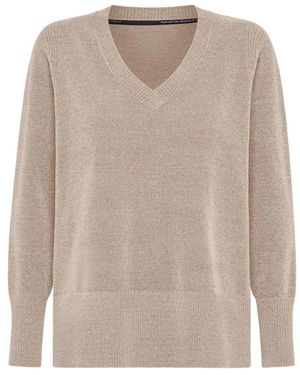 Rrd Velvet Vent V-Hals Knit - Naturel