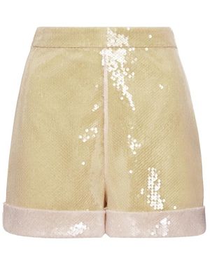 MVP WARDROBE Pailletten-Shorts Mit Kontrastfarbenem Umschlag - Natur