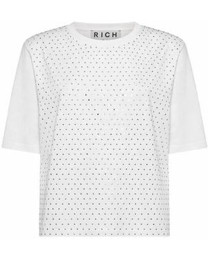 RICHMOND Tops ,Wit ,T-Shirt Met Micro Luminous Versieringen