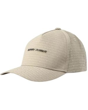 Emporio Armani Accessoires ,Grijs ,Katoen Logo Baseball Cap - Naturel