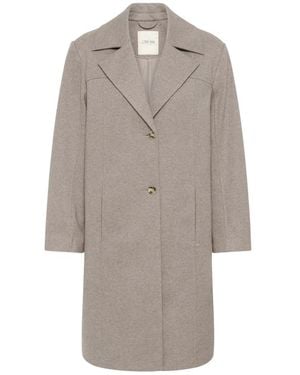 Cream Single-Breasted Coats - Marrone