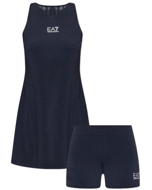 EA7 Fitness ,Blauw ,Polyester Ventus Jurk Met Korte Broek