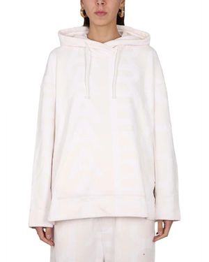 Marc Jacobs Hoodies & Sweatvesten ,Wit ,Katoen Monogram Oversized Hoodie