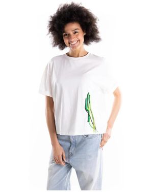 Akep Baumwoll-T-Shirt Mit Stickerei - Weiß