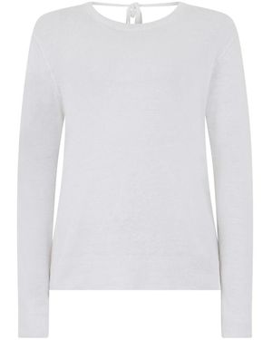 120% Lino Round-Neck Knitwear - Bianco