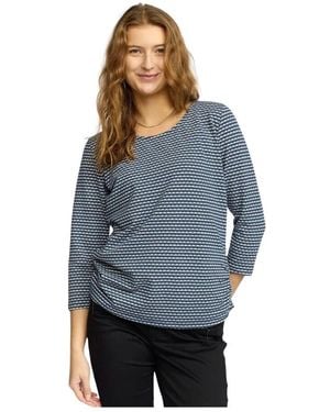 2-Biz Blaue Bluse Mit 3/4-Ärmeln Und Rundhalsausschnitt - Grau
