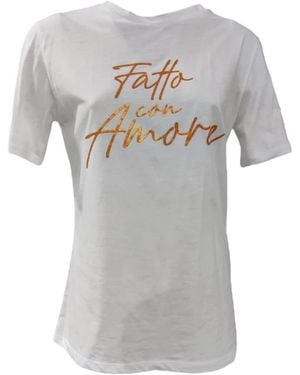 Giulia N Couture Tops ,Wit ,Wit T-Shirt Met Korte Mouwen Myriam 16Biancoarancio - Grijs