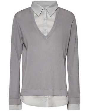 Silvian Heach V-Neck Knitwear - Grigio