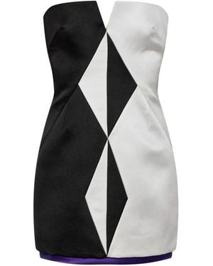 Versace Seiden-Duchesse-Minikleid - Schwarz