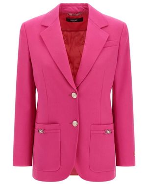 Versace Underwater Barocco Wool Boxy Blazer - Roze