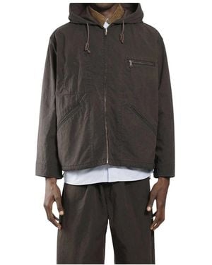 Comme des Garçons Jassen ,Bruin ,Katoen Katoenen Canvas Windjack - Zwart