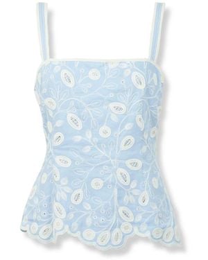 Jonathan Simkhai Mckenna Top Aus Besticktem Leinen-Cami - Blau