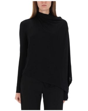 Helmut Lang Tops ,Zwart ,Long Sleeve Scarf Detail Top