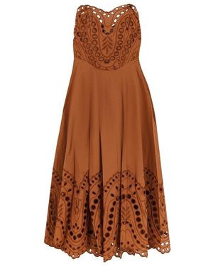 Charo Ruiz Solace Midi Jurk - Bruin