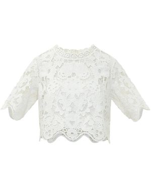 Michael Kors Overhemden ,Wit ,Katoen Floral Lace Cropped Top