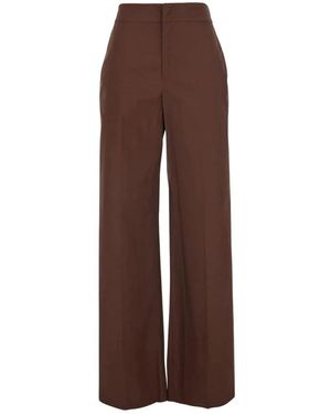 Twinset Stretch Katoen Wijde Broek - Bruin