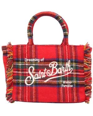 MC2 Saint Barth Colette Wol Tartan Shopper - Rood