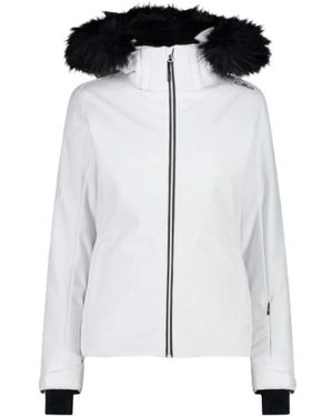 CMP Abrigo De Invierno Blanco Con Piel Sintética, Mujer, Talla - Negro