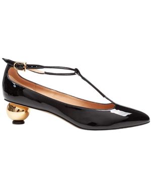 Ferragamo Schoenen ,Zwart ,Zwarte T-Strap Pumps Elegante Stijl - Blauw