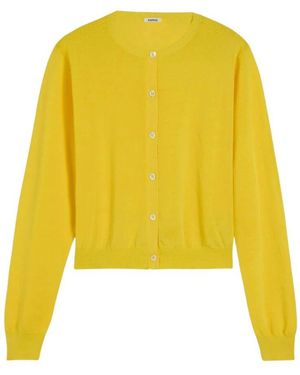 Aspesi Baumwoll-Rundhals-Strickjacke - Gelb