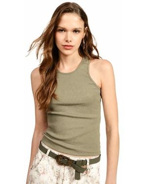 Dixie Ribbed Sleeveless Top - Groen