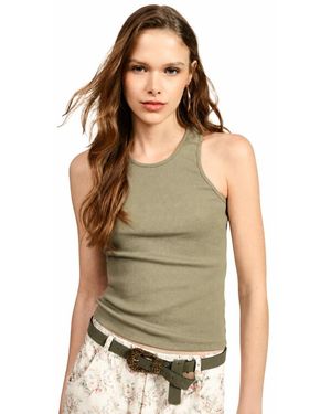 Dixie Ribbed Sleeveless Top - Groen