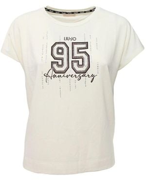 Liu Jo Baumwoll Rundhals Kurzarm T-Shirt - Weiß