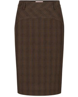 Iceberg Check Sheath Skirt - Braun