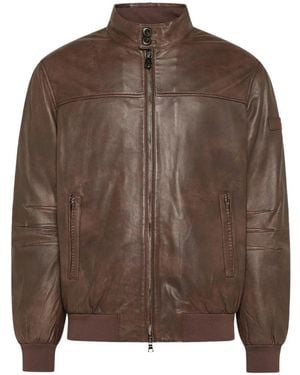 Peuterey Jassen ,Bruin ,Leer Vintage-Effect Leren Bomberjack