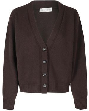 Roberto Collina Truien & Vesten ,Bruin ,Wol Cardigan Ml - Zwart