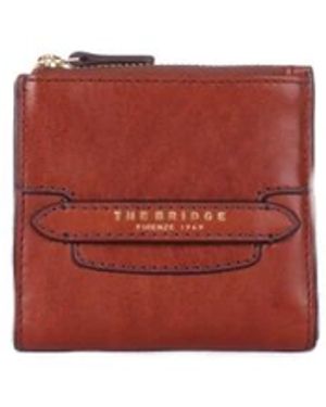 The Bridge Accessoires ,Bruin ,Leer Logo Portemonnee Met Voorzijde - Rood
