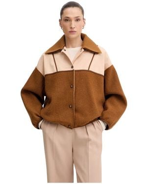 Sessun Tijuca Panelled Ribbed-Collar Bomber Jacket - Bruin