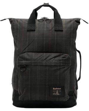 Barbour Tassen ,Bruin ,Katoen Field Tartan Waxed Backpack - Zwart