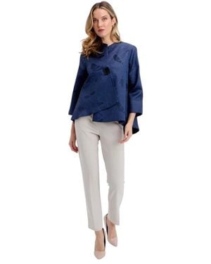 Joseph Ribkoff Geweven Jacquard Swing Jas - Blauw