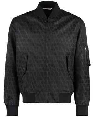 Valentino Jassen ,Zwart ,Polyester Toile Iconographe Bomber Jacket