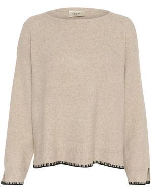 Cream Round-Neck Knitwear - Natural