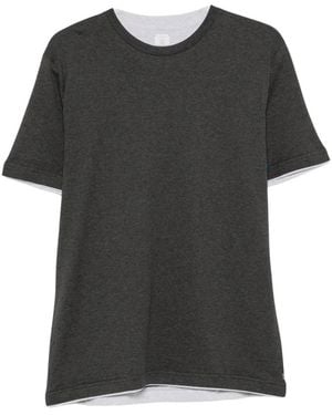 Eleventy Kurzarm-T-Shirt Mit Lagen-Optik - Schwarz